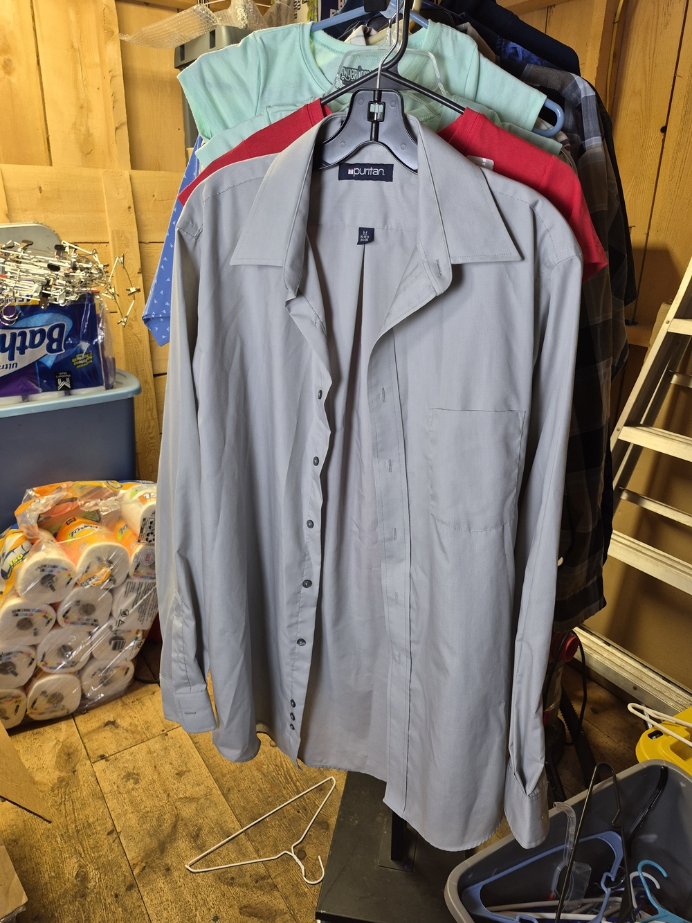 Puritan Light Gray Men's Lightweight Button-Up Shirt Jacket Bin 41